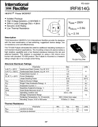 datasheet for IRFI614G by International Rectifier