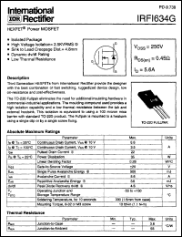 datasheet for IRFI634G by International Rectifier