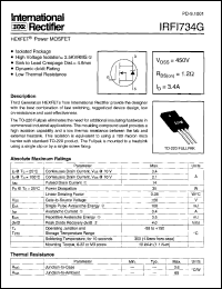 datasheet for IRFI734G by International Rectifier