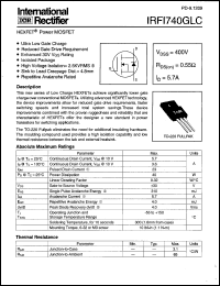 datasheet for IRFI740GLC by International Rectifier