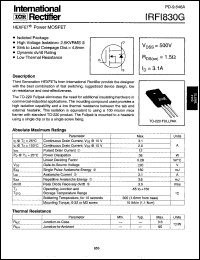 datasheet for IRFI830G by International Rectifier