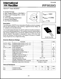 datasheet for IRFI9530G by International Rectifier