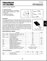 datasheet for IRFI9620G by International Rectifier