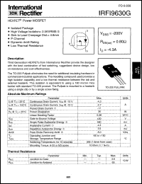 datasheet for IRFI9630G by International Rectifier