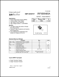 datasheet for IRFIB5N65A by International Rectifier