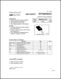 datasheet for IRFIB6N60A by International Rectifier