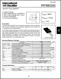 datasheet for IRFIBE20G by International Rectifier