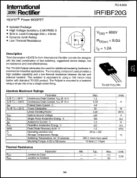 datasheet for IRFIBF20G by International Rectifier