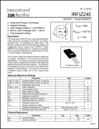 datasheet for IRFIZ24E by International Rectifier