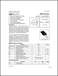 datasheet for IRFIZ24V by International Rectifier