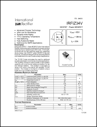 datasheet for IRFIZ34V by International Rectifier