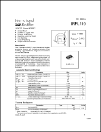 datasheet for IRFL110 by International Rectifier