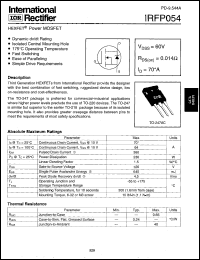 datasheet for IRFP054 by International Rectifier