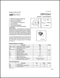 datasheet for IRFP054V by International Rectifier