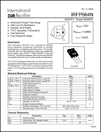 datasheet for IRFP064N by International Rectifier