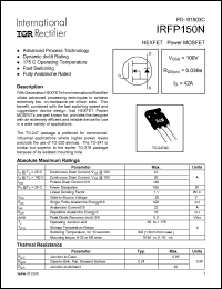 datasheet for IRFP150N by International Rectifier