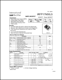 datasheet for IRFP17N50LS by International Rectifier