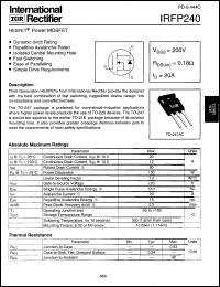 datasheet for IRFP240 by International Rectifier