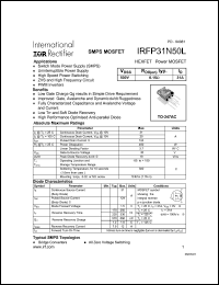 datasheet for IRFP31N50L by International Rectifier