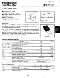 datasheet for IRFP350 by International Rectifier