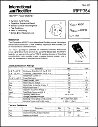 datasheet for IRFP354 by International Rectifier