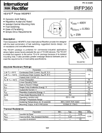 datasheet for IRFP360 by International Rectifier