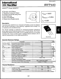 datasheet for IRFP440 by International Rectifier