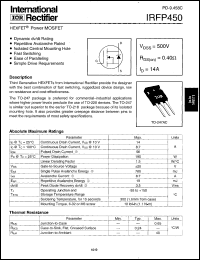 datasheet for IRFP450 by International Rectifier