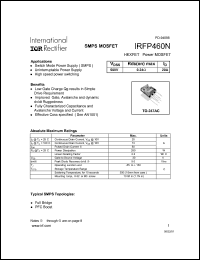 datasheet for IRFP460N by International Rectifier