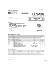 datasheet for IRFP90N20D by International Rectifier