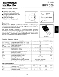 datasheet for IRFPC50 by International Rectifier