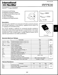 datasheet for IRFPE30 by International Rectifier