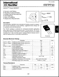 datasheet for IRFPF50 by International Rectifier