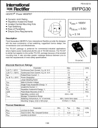 datasheet for IRFPG30 by International Rectifier