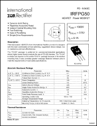 datasheet for IRFPG50 by International Rectifier