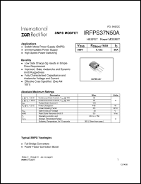 datasheet for IRFPS37N50A by International Rectifier