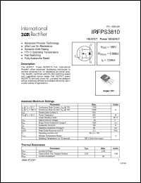 datasheet for IRFPS3810 by International Rectifier