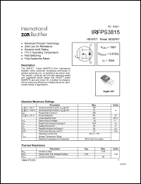 datasheet for IRFPS3815 by International Rectifier