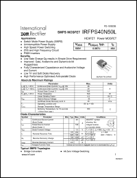 datasheet for IRFPS40N50L by International Rectifier