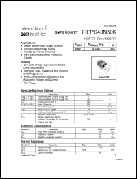 datasheet for IRFPS43N50K by International Rectifier