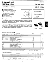 datasheet for IRFR214 by International Rectifier