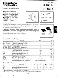 datasheet for IRFR224 by International Rectifier