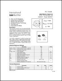 datasheet for IRFU3910 by International Rectifier