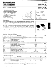 datasheet for IRFU420 by International Rectifier