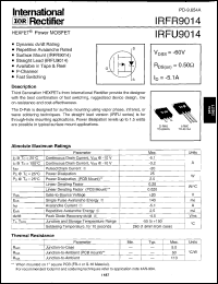 datasheet for IRFR9014 by International Rectifier