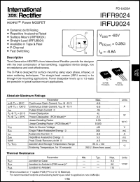 datasheet for IRFR9024 by International Rectifier