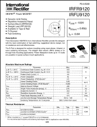 datasheet for IRFU9120 by International Rectifier