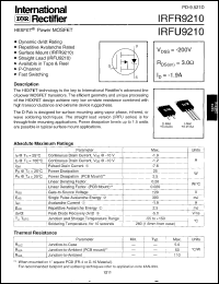 datasheet for IRFU9210 by International Rectifier