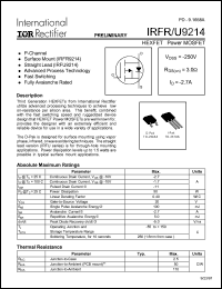 datasheet for IRFU9214 by International Rectifier