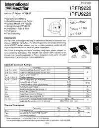 datasheet for IRFR9220 by International Rectifier